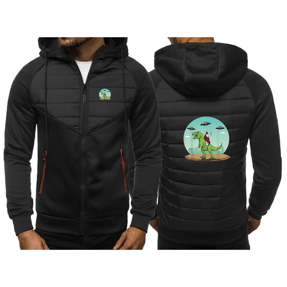 

2025 мужские легкие простые толстовки с капюшоном на весну и осень с принтом логотипа динозавра Иисуса, бестселлер, куртка с капюшоном на молнии, пальто