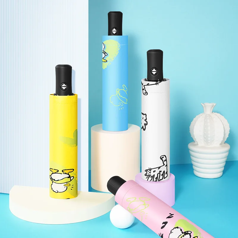 

Зонт с фруктовым узором, автоматический, с черным клеевым покрытием, для солнца и дождя, универсальный, для взрослых, солнцезащитный, трехслойный, для домашнего использования