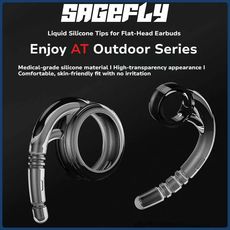 SAGEFLY AT01 AT02 AT11 AT12 Ear Earphones Transparent Liquid Silicone Head Plugs High-End Flat Plug Medical Grade Layers Eartips