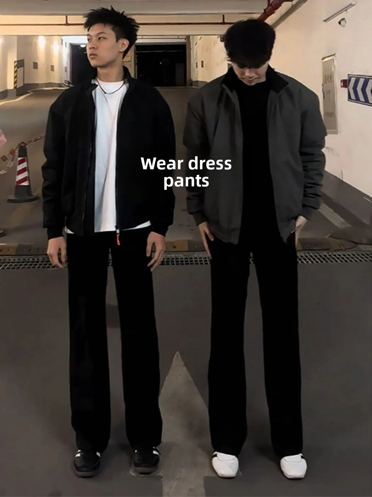 

Cleanfit Black High Waist Straight Leg Men's Pants Slimming Trousers Youth Fashion Spring Season Casual Wear No Brand