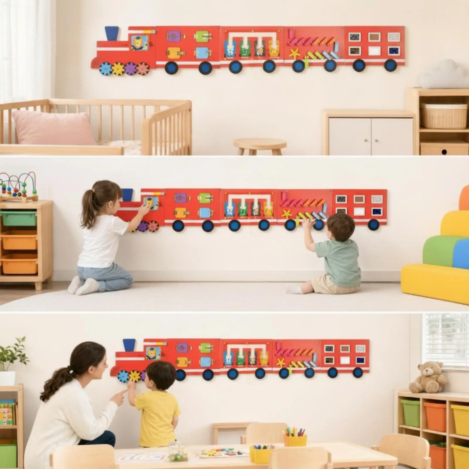 Wooden Wall Busy Board Preschool Wooden Activity Board for Daycare