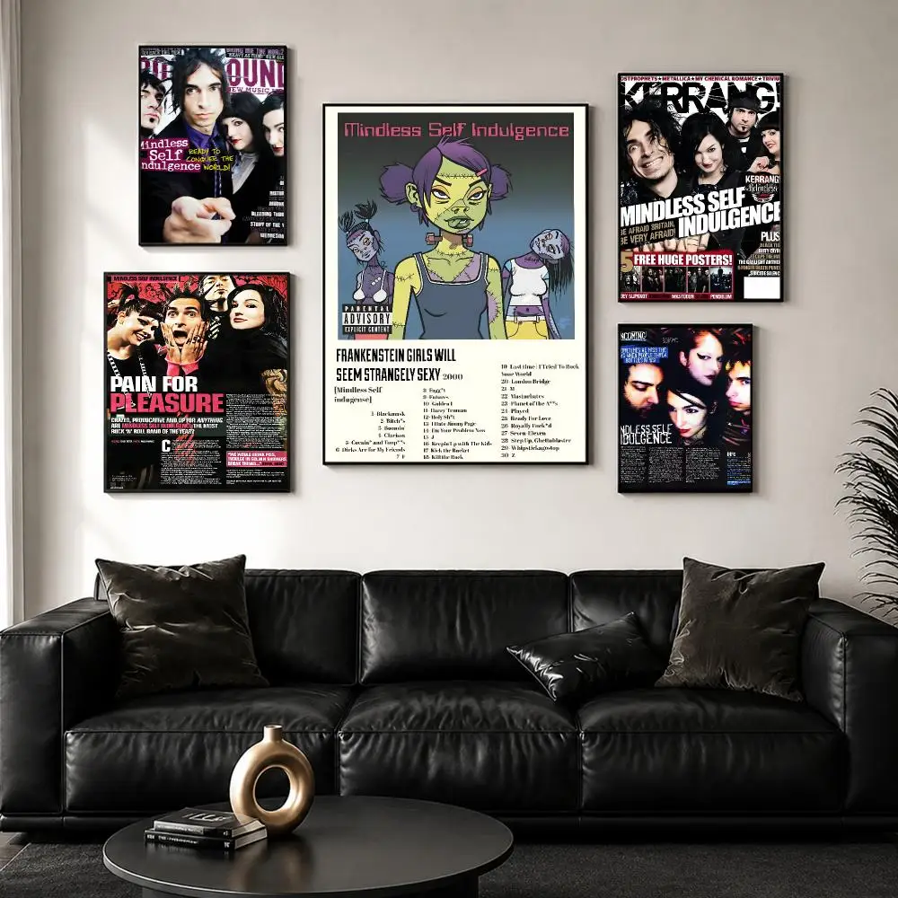 Mindless S-Self I-Indulgence Band Poster Perfect Sticker Self Adhesive Wall Art Decor for Home Office Dining Spaces