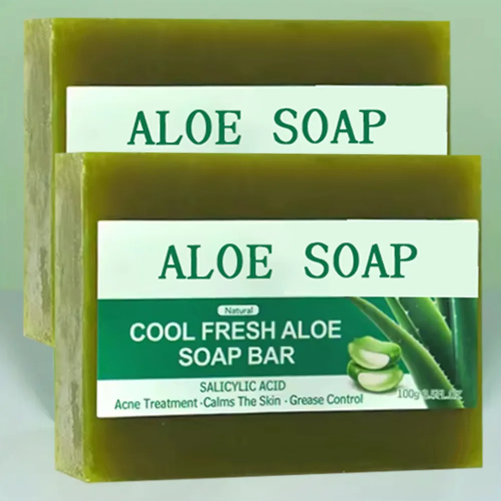 Natural Aloe Soap Bar With Salicylic Acid Oil Control Treatment Calming Skin Cleansing Soap For Face & Body Daily Skincare
