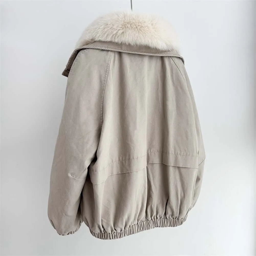 新ファッション冬カジュアルパファージャケット天然フォックスファー襟付きコートグースダウンジャケット高級婦人用パーカー衣料