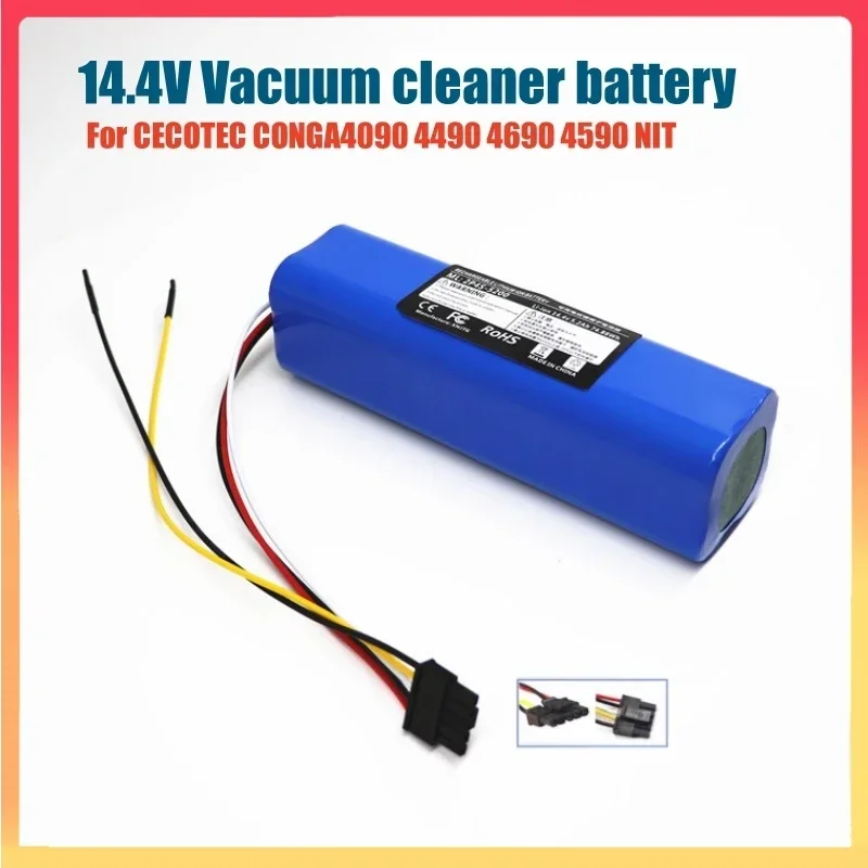 Aleaivy 14.4V 5200mAh 4S2P  For CECOTEC CONGA 4090 4490 4690 4590 NIT robot vacuum cleaner battery 18650 battery Pack