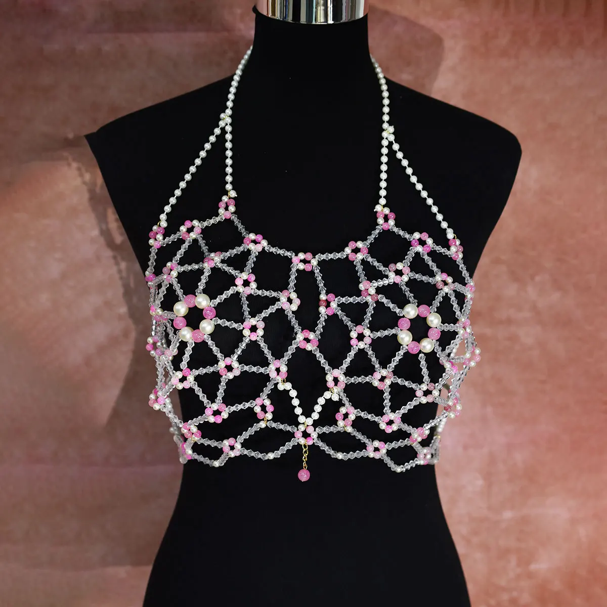 Woman Body Chain Sexy Bra Chain grid Totally Hand-made String Of Beads Bikini Chest Chain Birthday Party Night Club Body Jewelry