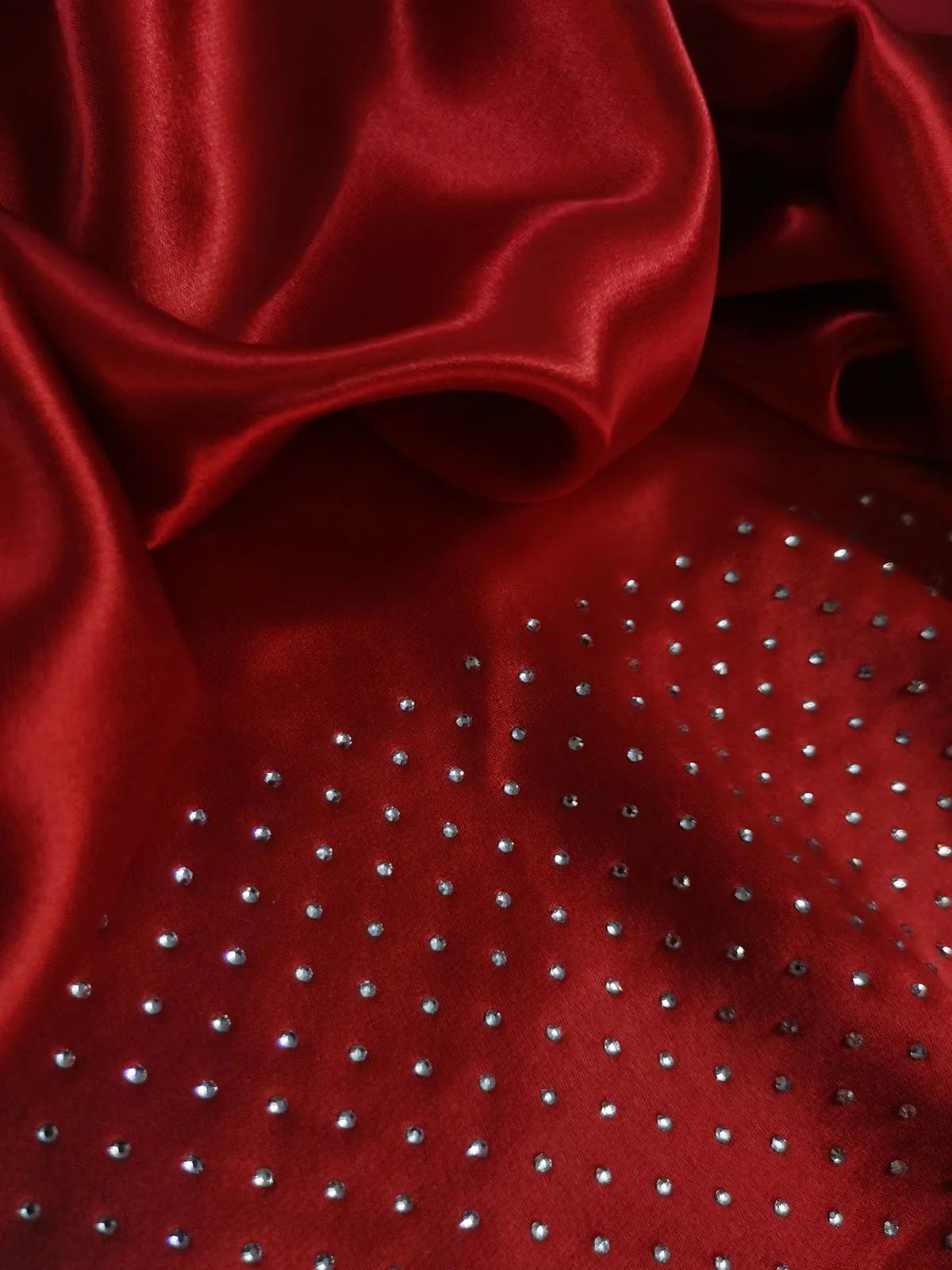 Crystallized Rhinstone Strass Customized Diamond Textile Fabric High Quality Crystal Spandex Elastic Stretchy Satin Party Dress