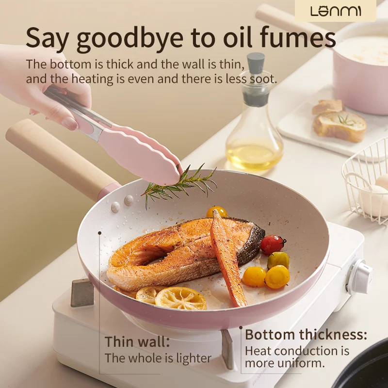 LAN MI Household non-stick flat frying pan, suitable for frying eggs, steaks, and stir-frying, compatible with gas stoves