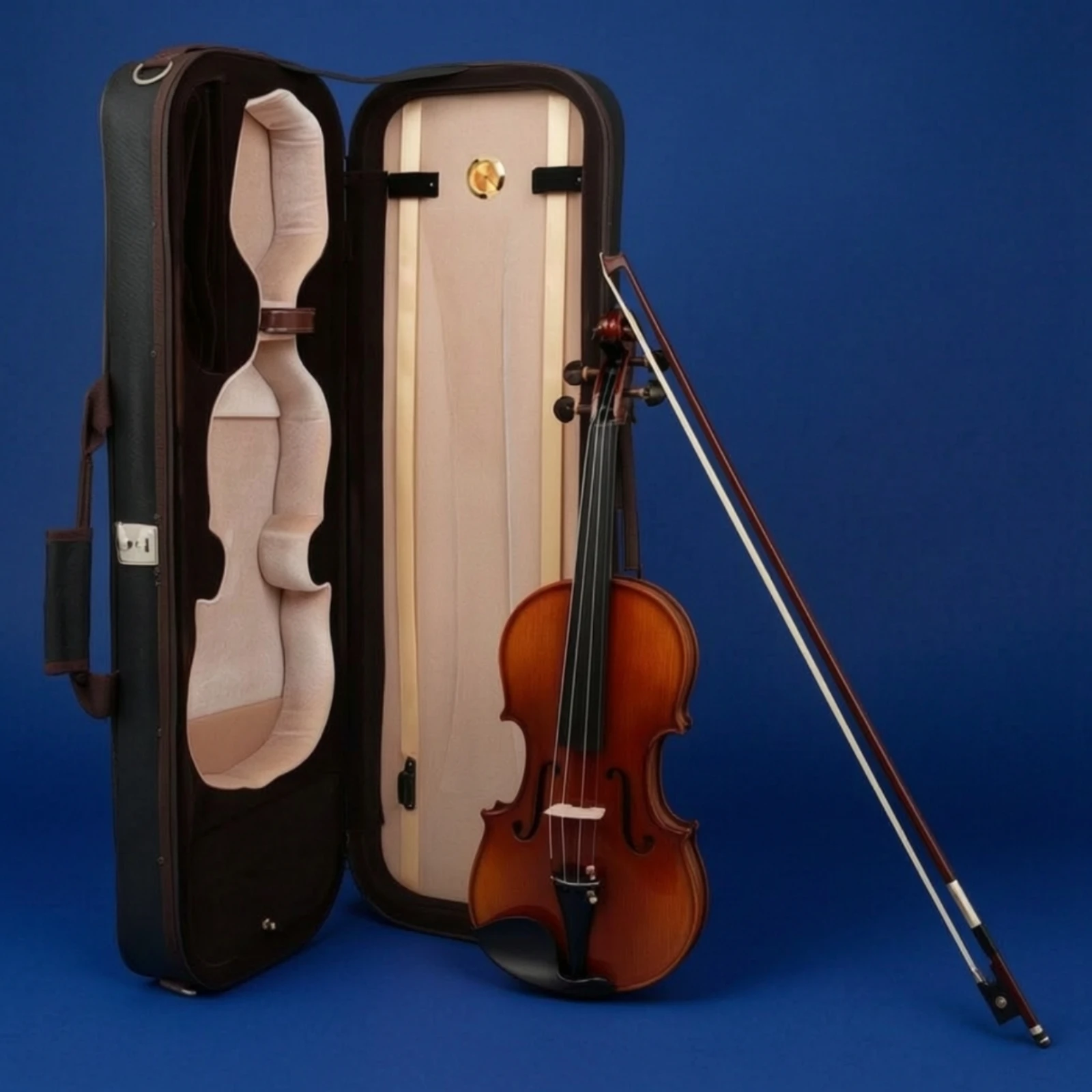 Violin Case Full-Size Violin Case with Humidity Meter Hygrometer Long-Lasting Cushioned-Lined for Violinists, Travel
