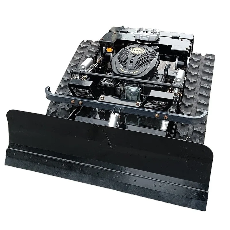 

Industrial Cordless Remote-Controlled Lawn Mower -Electric Powered Crawler Climbing Includes Snow Shovel for Agriculture