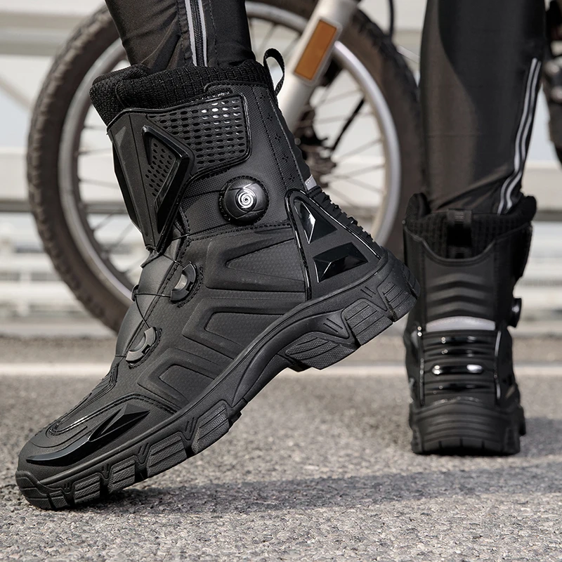 Picture 3: New Men's Motorcycle Boots Outdoor Waterproof TPU Protective Men Motorcycle Shoes Anti-slip Biker Motocross Riding Boot 1133