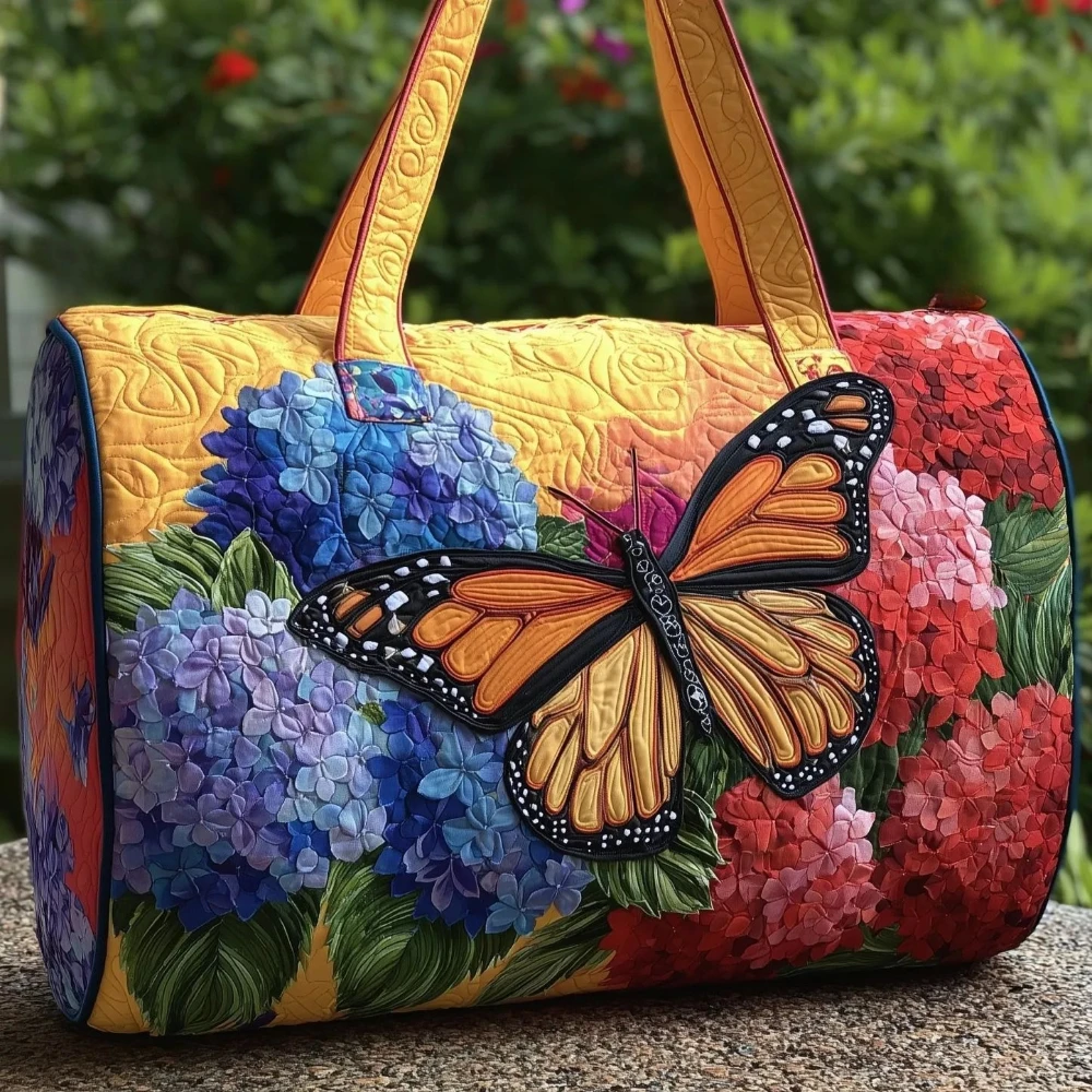 

3D Quilted Travel Tote Bag for Women Sunflower Hydrangea Handbag Lightweight Shoulder Bag Fashion Bags for Weekend Trip Beach