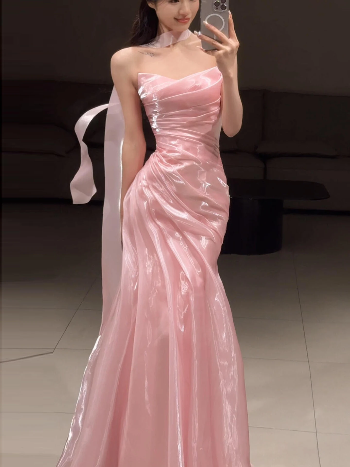

Elegant Pink Fairy Tale Wedding Dress with Strapless Fish Tail Design for Women Perfect for Banquets And Performances
