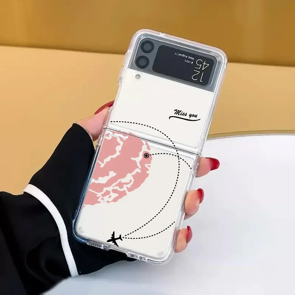 Love Heart Couple Case for Samsung Galaxy Z Flip 5 ZFlip6 5G Transaprent Clear Paired Cover for Samsung ZFlip4 Z Flip 3 Fundas