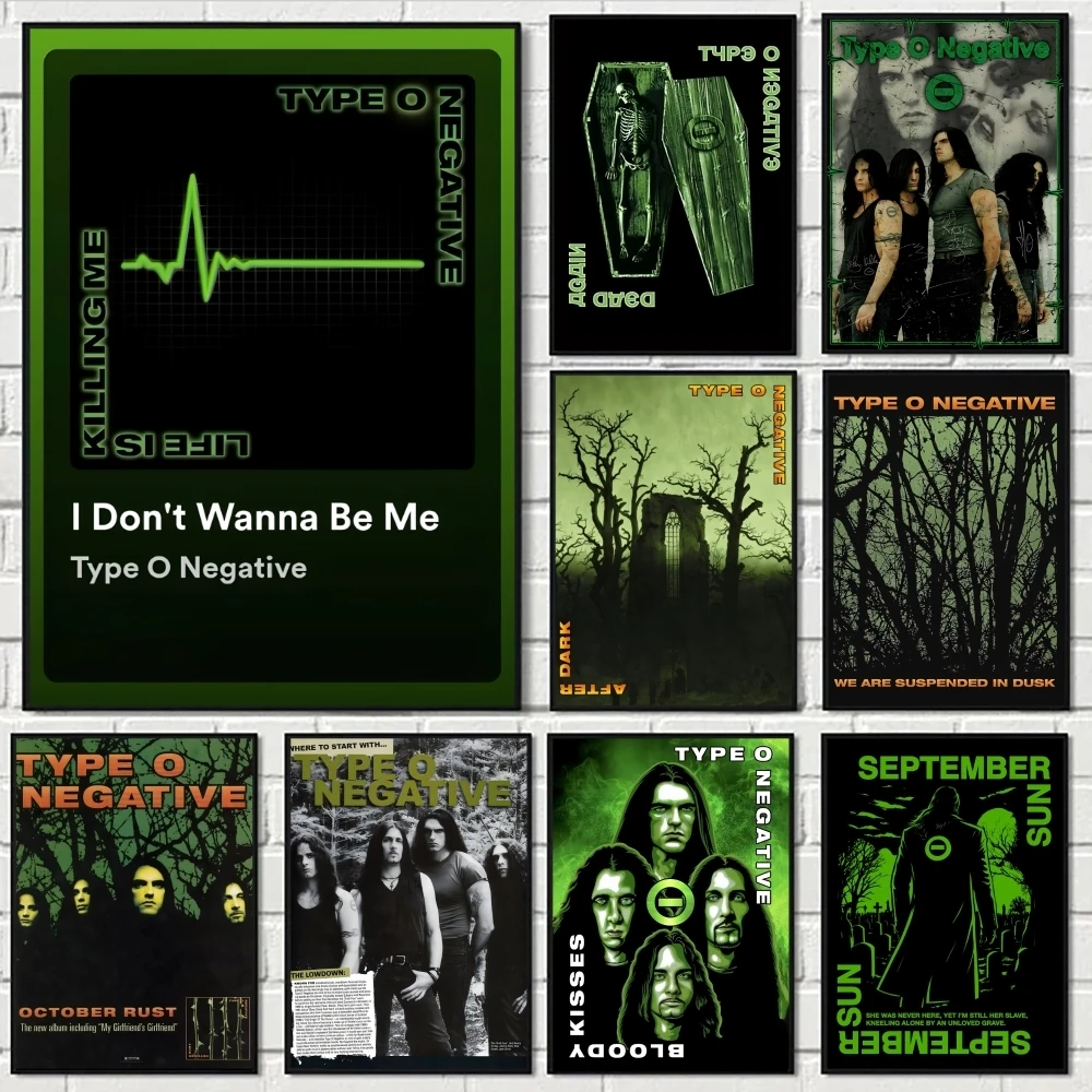 Type O N-Negative Rock Band Poster Perfect Space Sticker Self Adhesive for Office Home Theater Wall Art Decor Fancy Gift