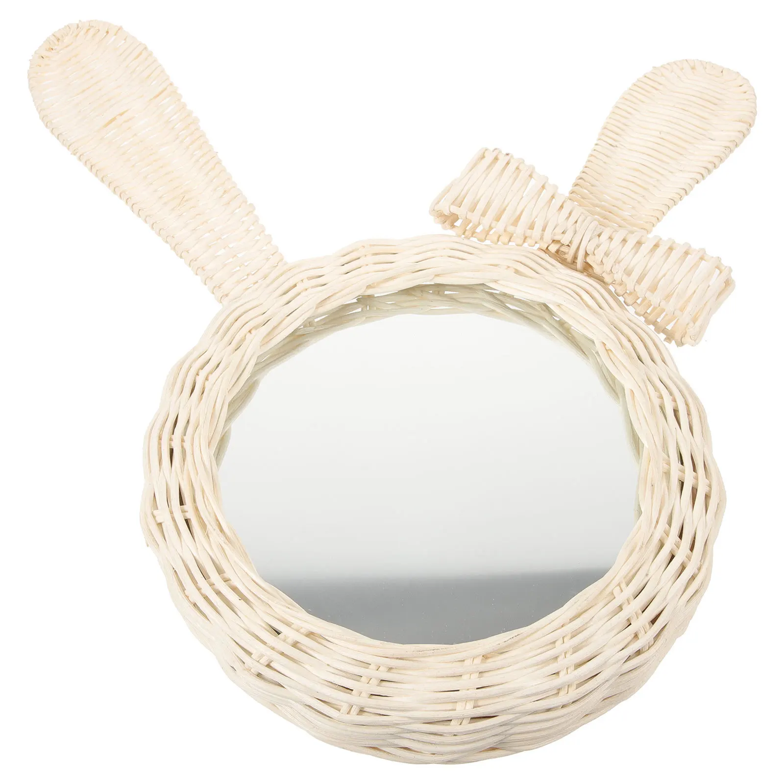 

Elegant Rattan Wall Mirror Decorative Hanging Mirror for Bathroom Bedroom Living Room Clear Smooth Surface Multi-Function Use