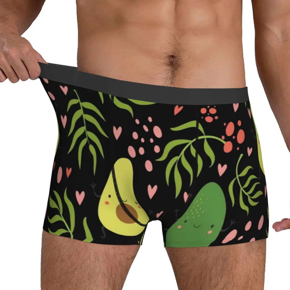 Cute Avocado Underwear Green Leaves Print Males Shorts Briefs Soft Boxershorts High Quality Custom Plus Size Panties