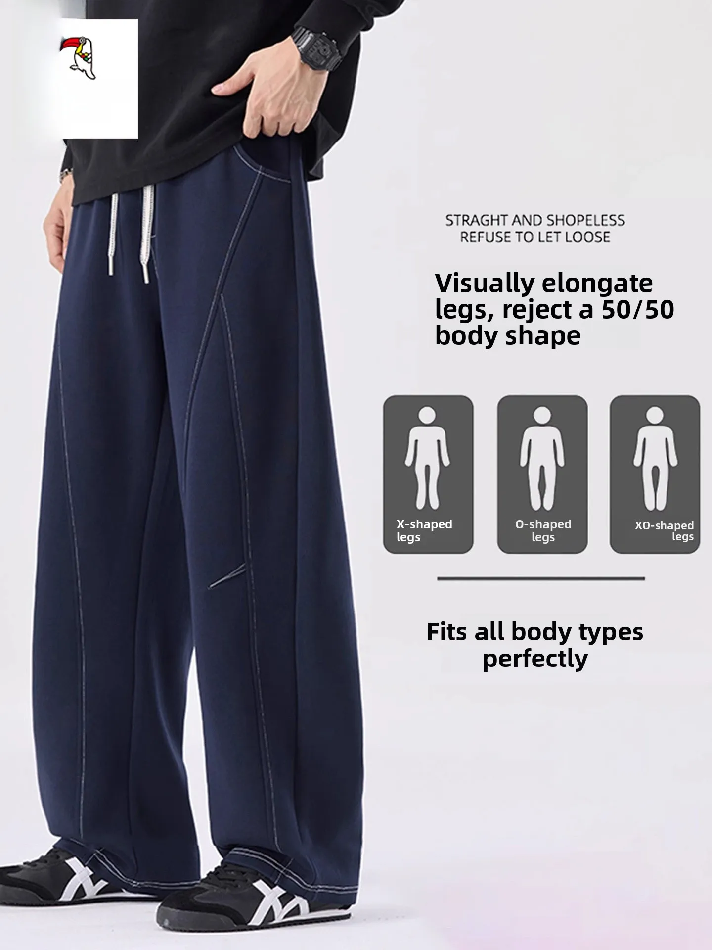 

Men's Straight Leg Fce Lined Casual Pants Thiened Autumn Winter Loose Drapey Spor Trousers Faionable Ci Sle