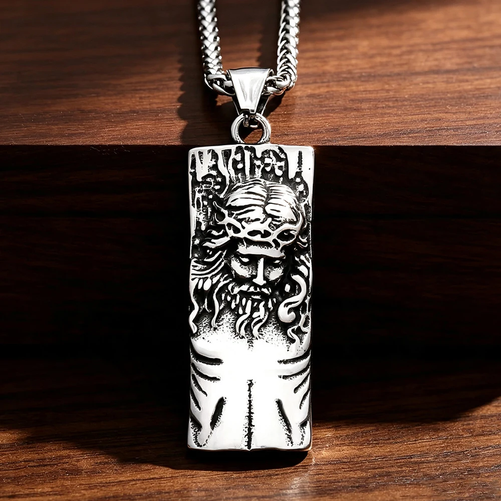 Collier pendentif croix de Jésus unisexe, bijou religieux ancien, talisman protecteur, en acier inoxydable, cadeau, dropshipping