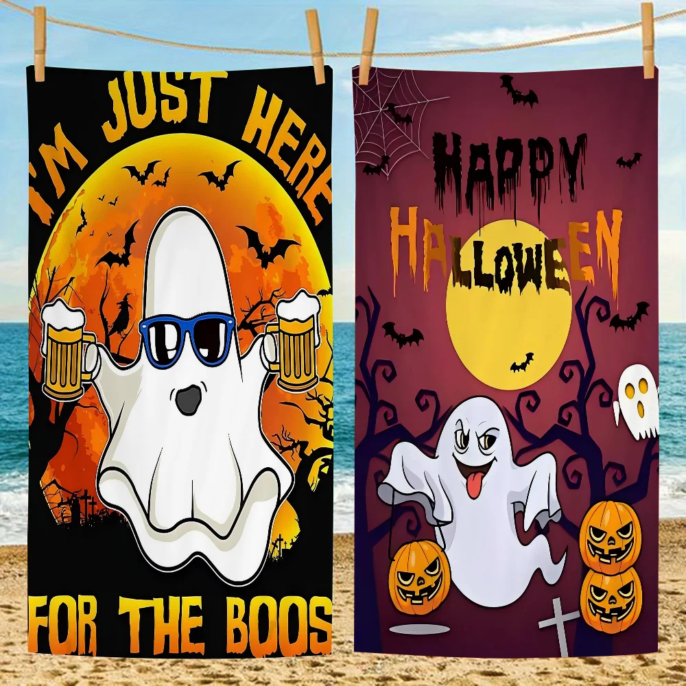 

Halloween Ghost Microfiber Blanket Quick Drying Beach Towels Oversized Printing Super Absorbent Pool Towel Blanket