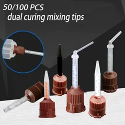 50/100 PCS Dentistry Disposable Mixing Tips Brown 1:1/4:1 Intraoral Tips Mixing Head for Light Weight Silicone Rubber Materials