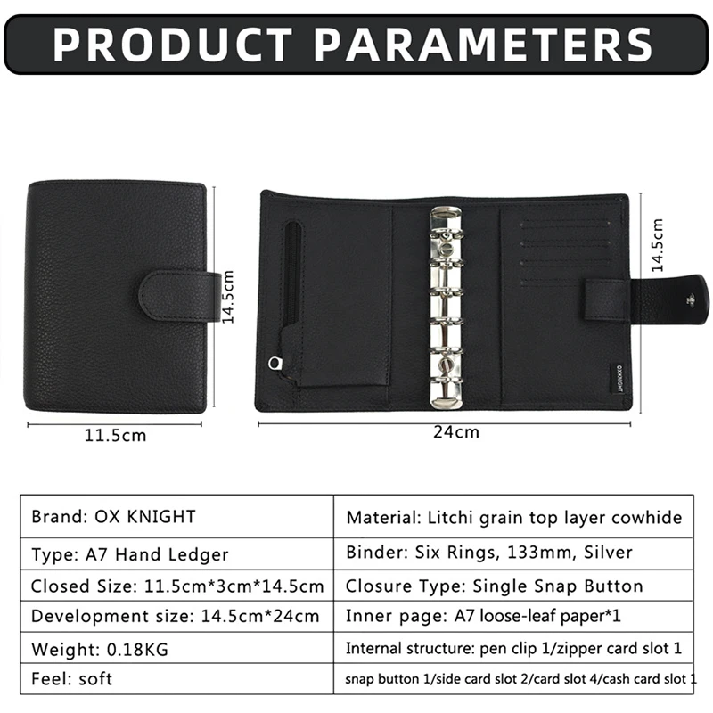 Business Notebook Diary Notepad Solid Color Litchi Grain Genuine Leather Note Book Replaceable Stationery Gift Traveler Journal