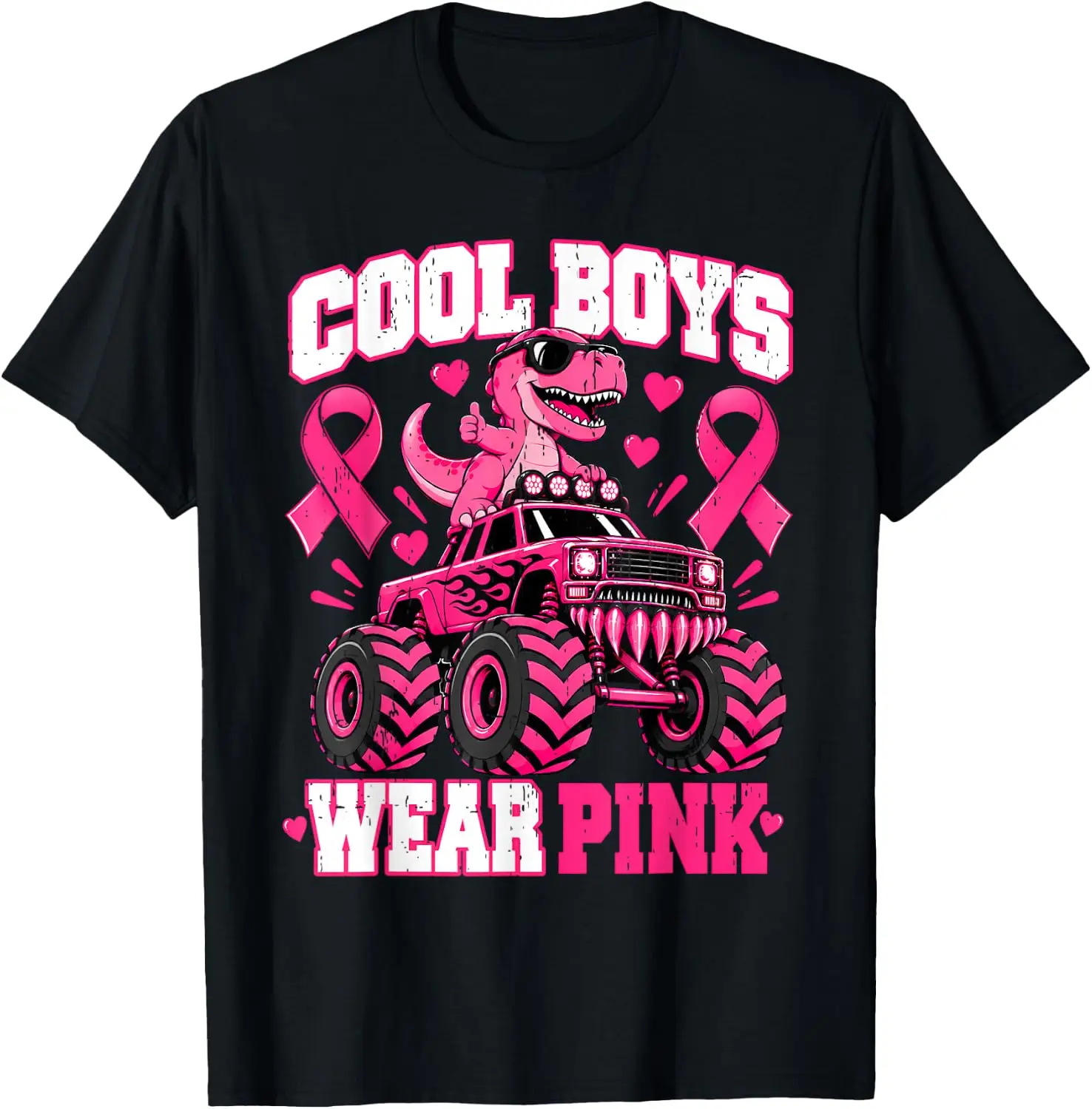 Boys Breast Cancer Awareness Pink Ribbon Halloween Kids T-Shirt Premium heavyweight pure cotton—stylish, versatile, and unisex; a perfect Christmas gift suitable for year-round wear.