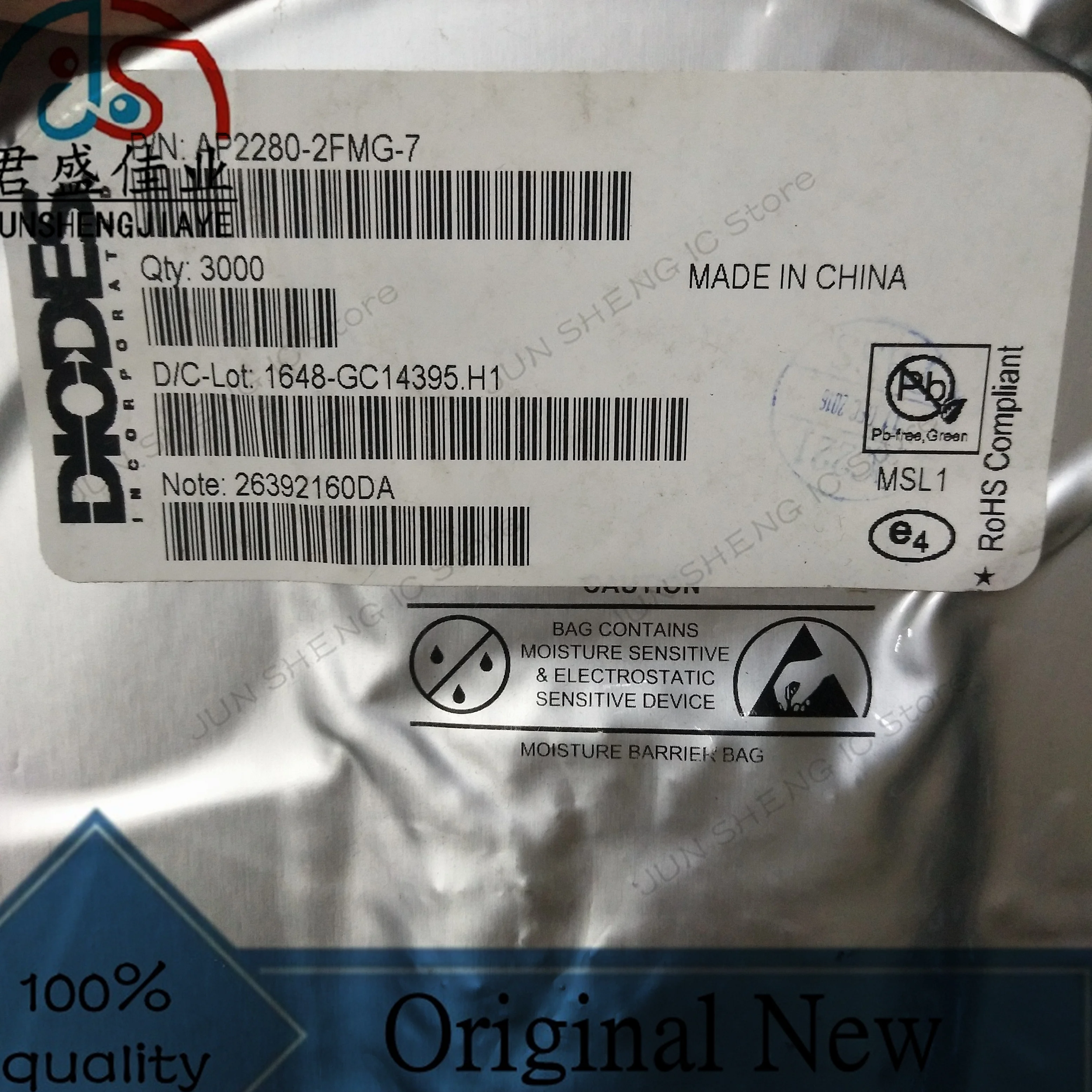 JUN SHENG IC Store/15 pieces /lot 100% new original IC AP2280-2FMG-7「IC LOAD SW PROGR 6-DFN」Power electronic switching DIODES