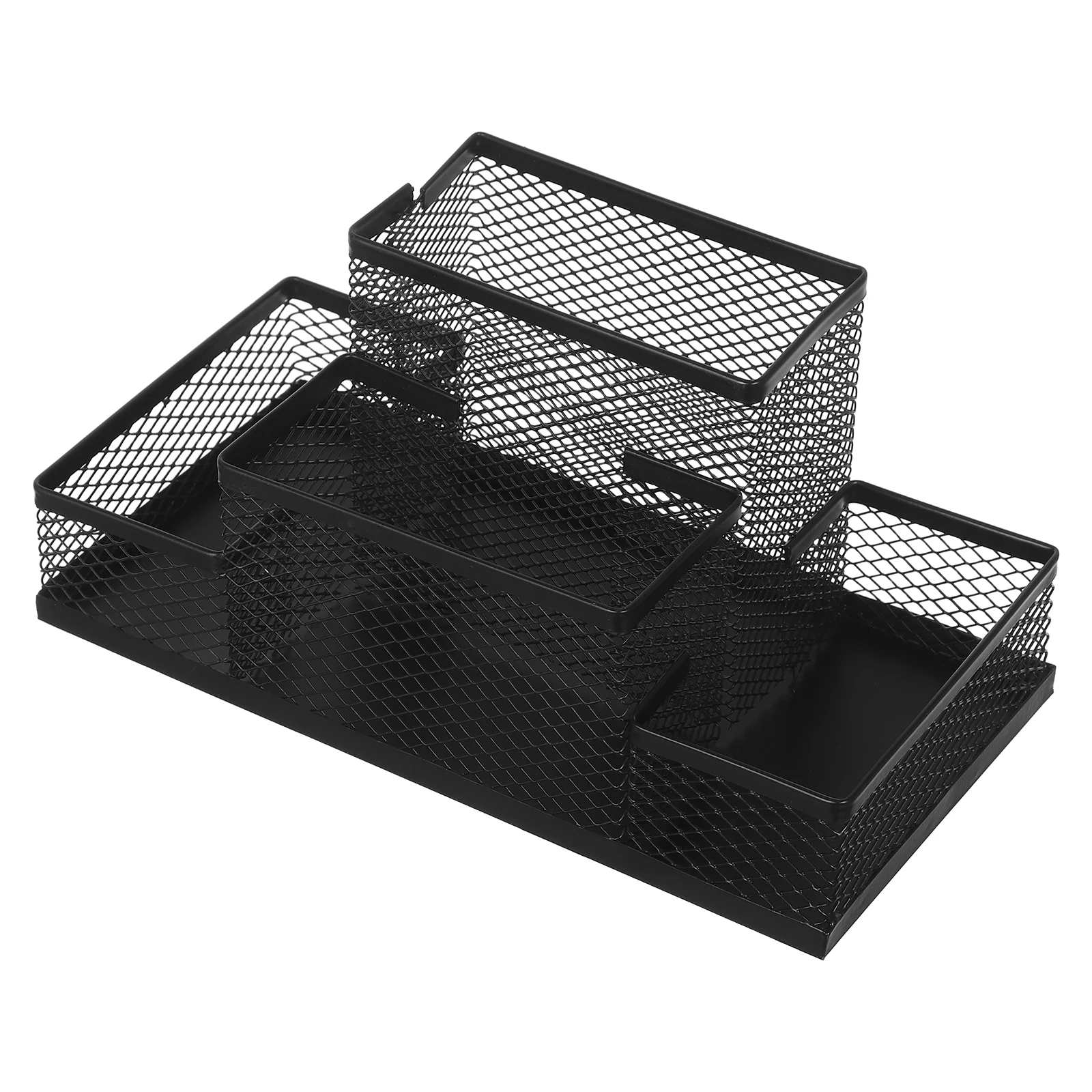 

Office Desk Multifunctional Pen Holder Mesh Organizer Table Stationery Metal Black