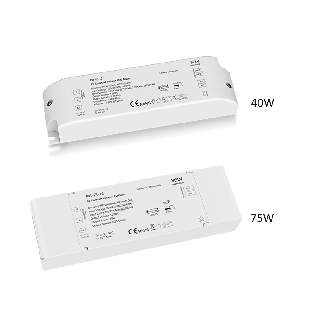 Skydance 40W 75W Dimmable LED Driver AC 110V 220V to DC 12V 24V 2.4G RF Wireless Remote Control Transformer Power for LED Strips