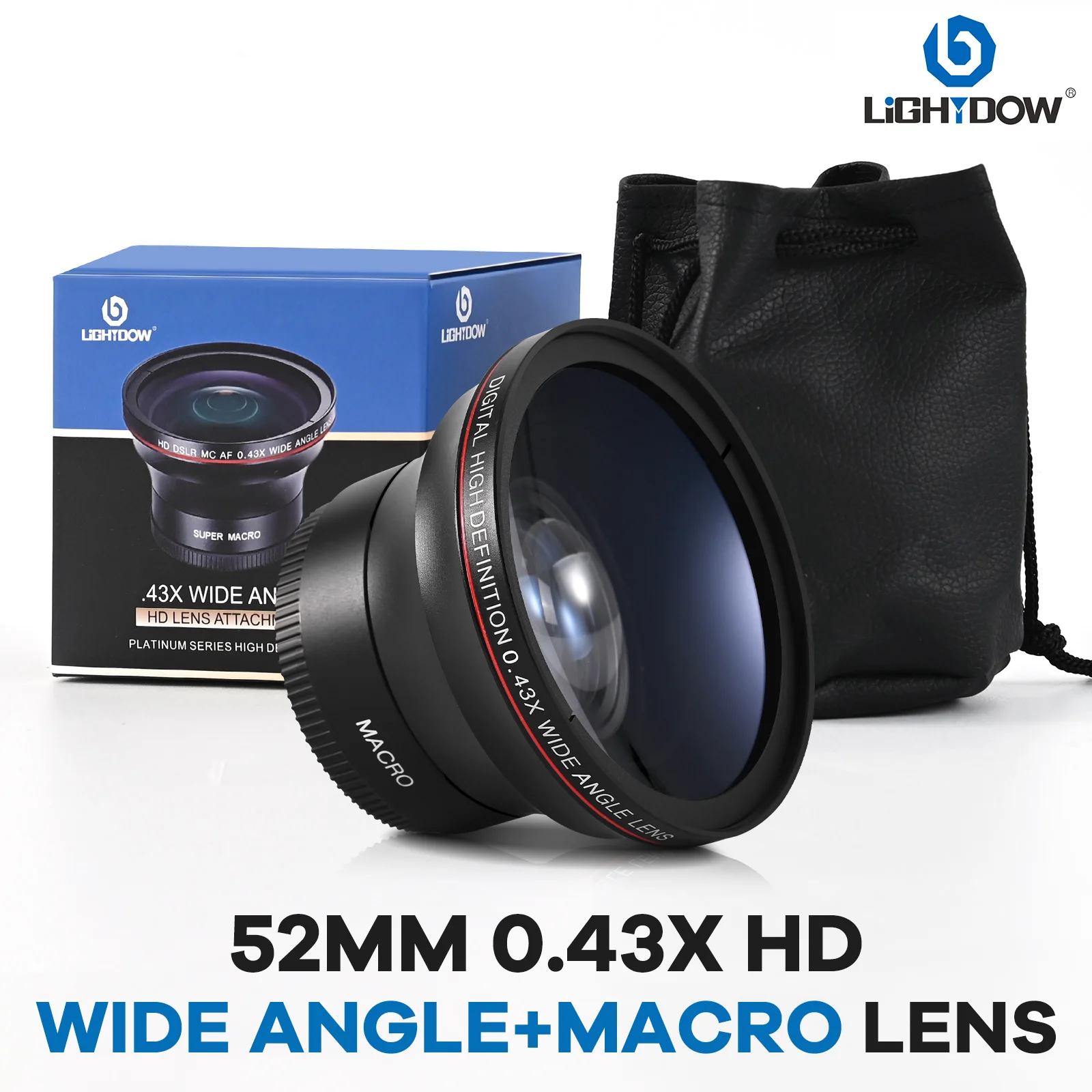 Lightdow 52MM 0.43x HD Super Wide Angle Lens 0.43x With Macro Portion Affiliated Lens for Cannon Nikon Sony Camera Lens