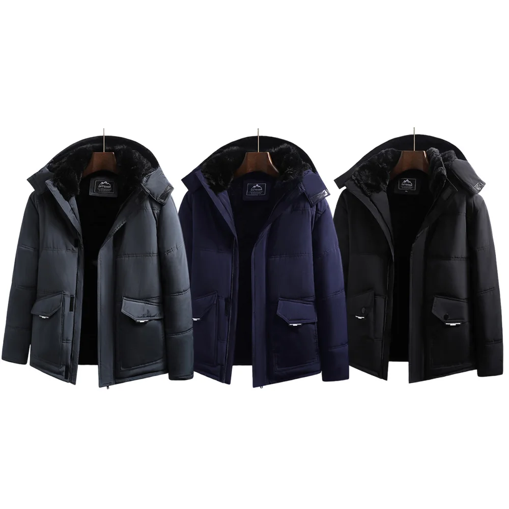 

Мужские толстые хлопковые куртки с капюшоном, мягкие стеганые кожаные пальто для мужчин зимняя и зимняя одежда средней длины для теплого.