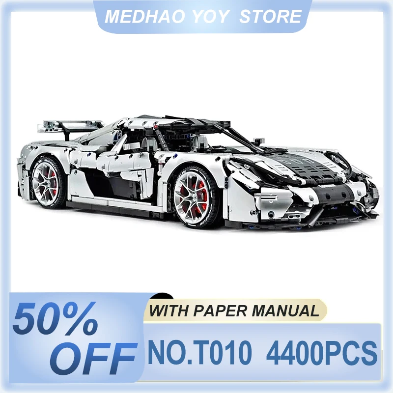 T010 High-Tech Silver plating Super Sports Racing Car Model Building Blocks Bricks Puzzle Assembly Toys Christmas Gifts For Kids