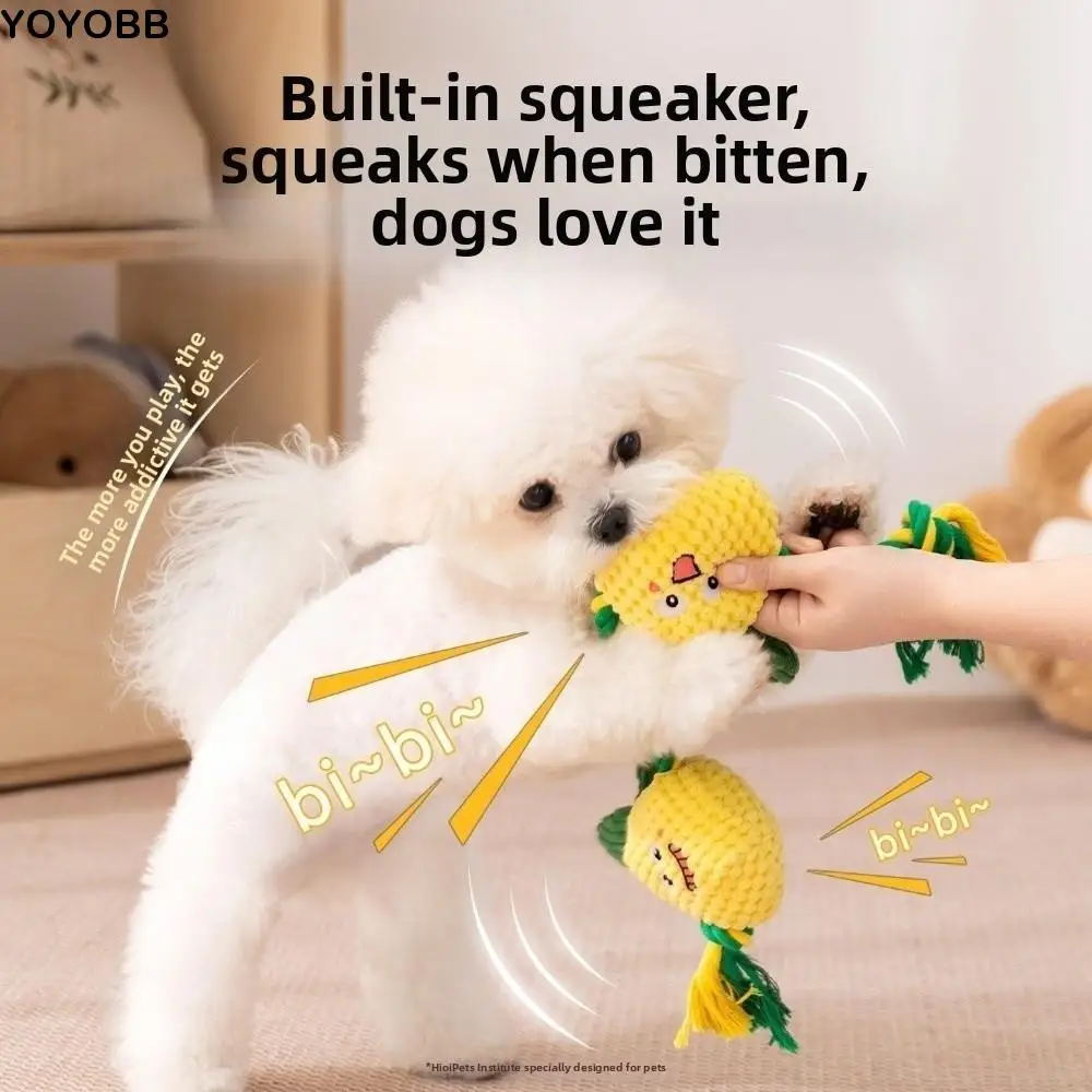 

Bite-resistant Dog Plush Toy Knot Training Chew Dog Dental Cleaning Toy Fruit Shape Builtin Squeaker Dog Sound Squeaky Toy