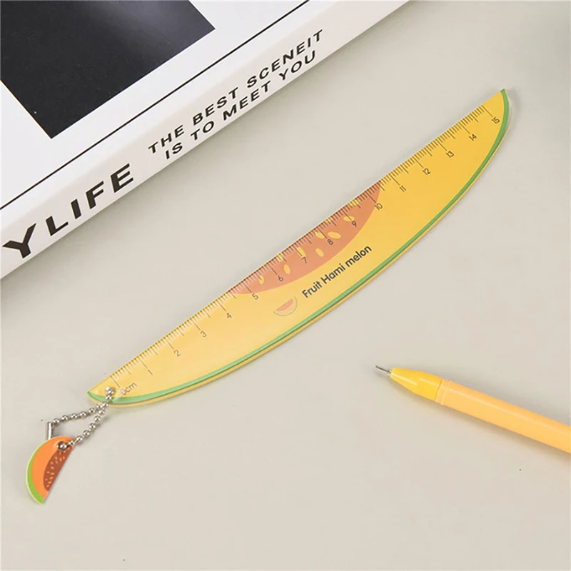 1PC Kawaii Fruit Ruler 15cm Cartoon Plastic Straight Ruler For Gifts Office School Supply Cute Stationery Candy Color Rulers