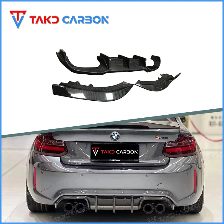 

TAKD Carbon 100% Dry Carbon Fiber Material Car Rear Bumper Diffuser Lip for bmws M2 F87 2016-2020
