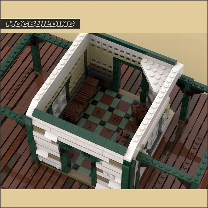 

Western Train Station Moc Building Blocks Castle Architecture Technology Bricks DIY Assembly Display City Diorama Model Toy Gift