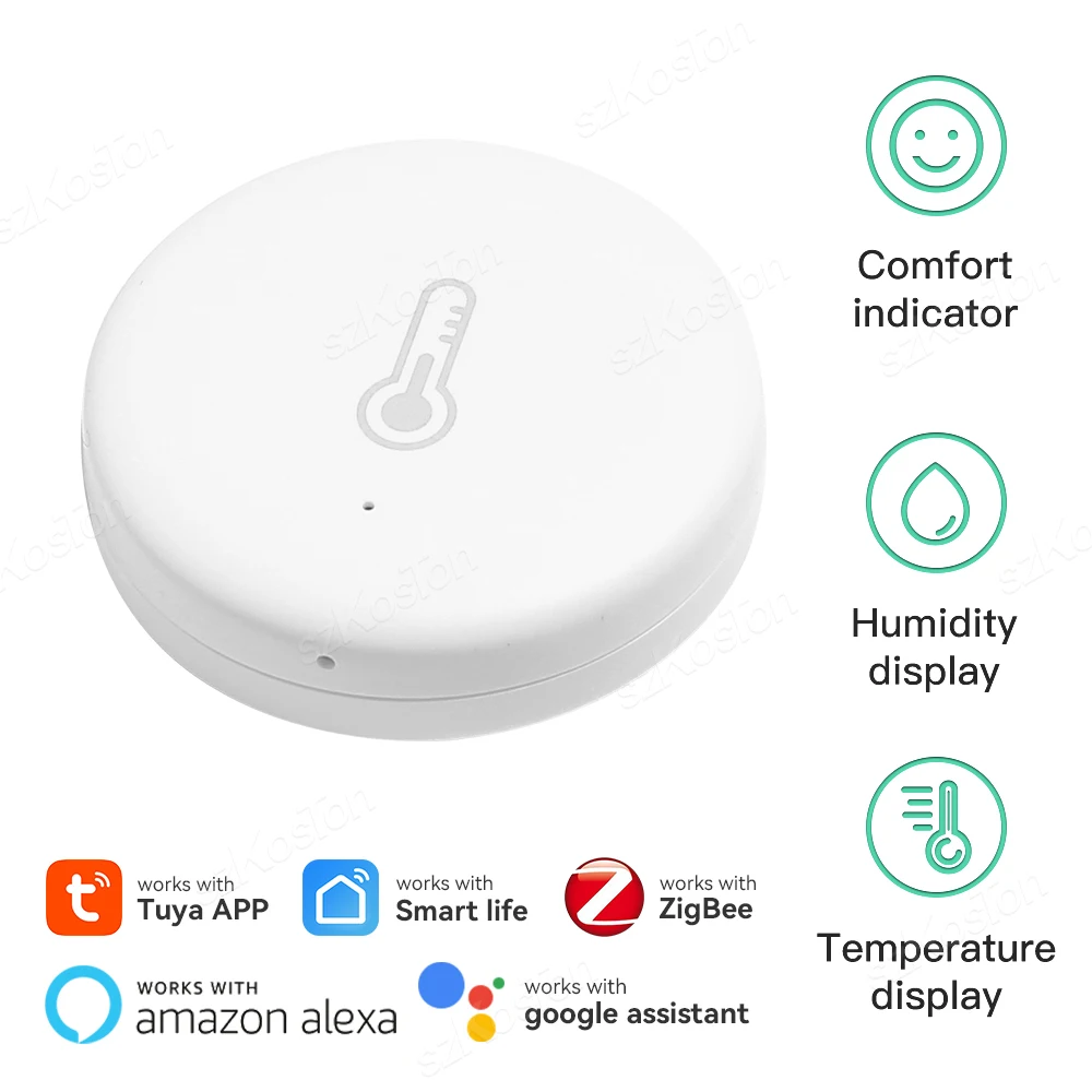 

ZigBee Temperature and Humidity Sensor for Tuya SmartLife APP Remote Control Real Time Monitor Work with Alexa Google Smart Home