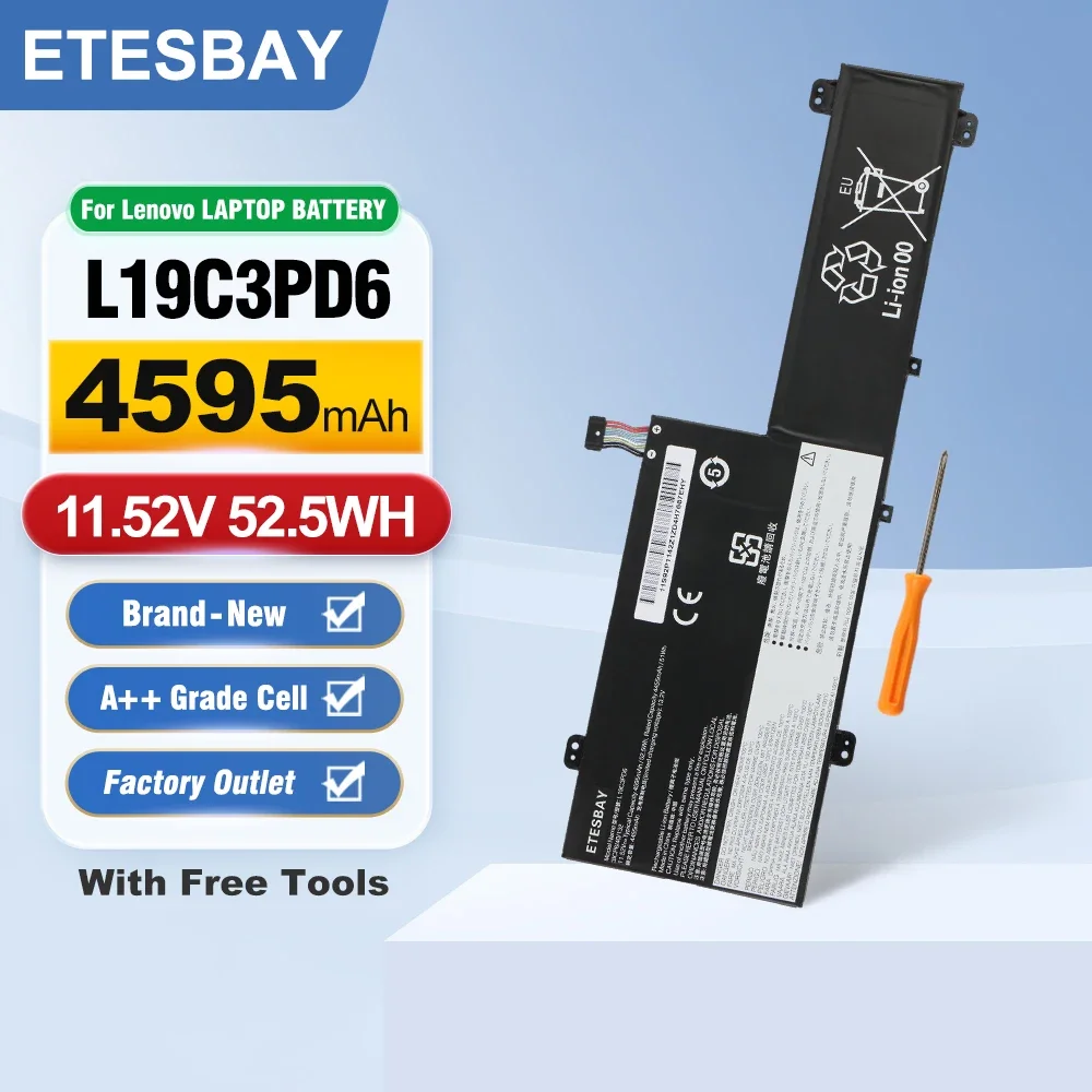 ETESBAY L19M3PD6 L19C3PD6 11.52V 52.5WH Laptop Battery For Lenovo Ideapad Flex 5-14IIL05 5-14ITL05 5-14ARE05 5-14ALC05 5-15IIL05