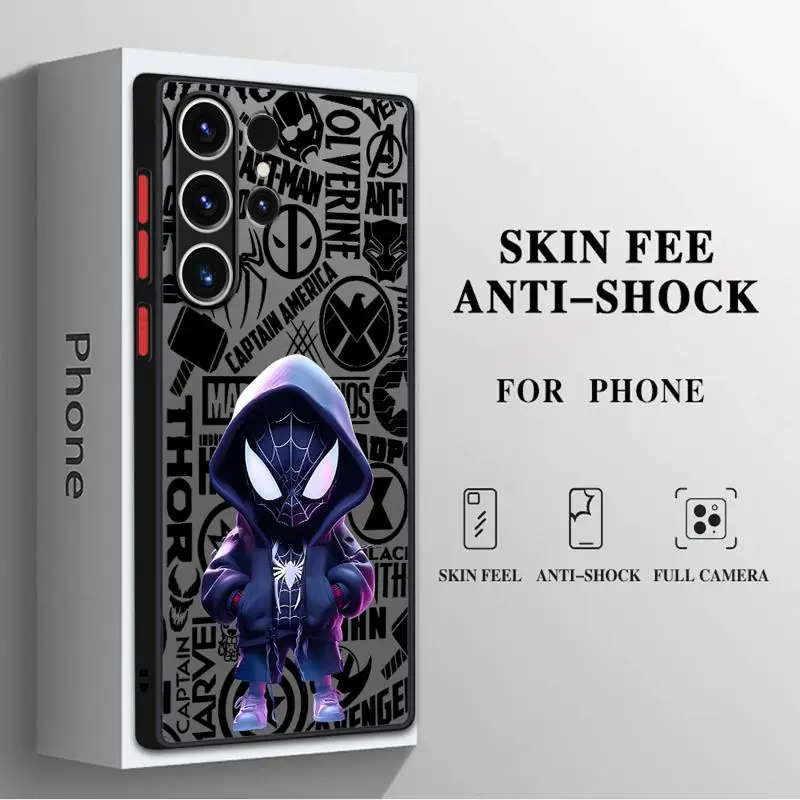 Matte Phone Case for Samsung Galaxy S24 S23 S22 S21 S20 FE Ultra S10 plus Note 20Ultra funda Marvel Deadpool Spiderman Boy Cover