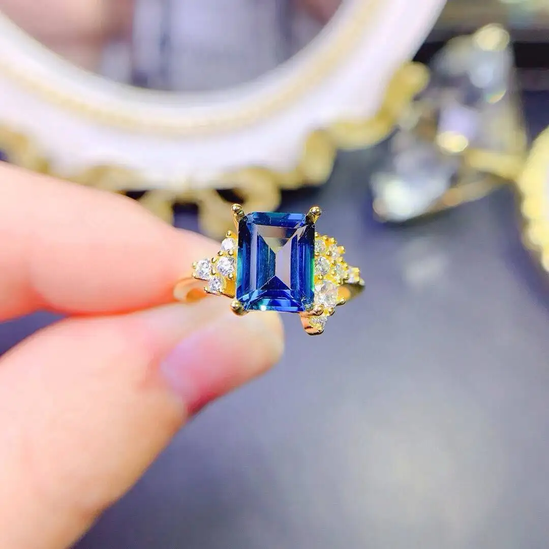 KJJEAXCMY New style Jewelry Natural Women's Topaz ring 925 silver inlay Colorful and splendid Crystal pure fire flash explosion