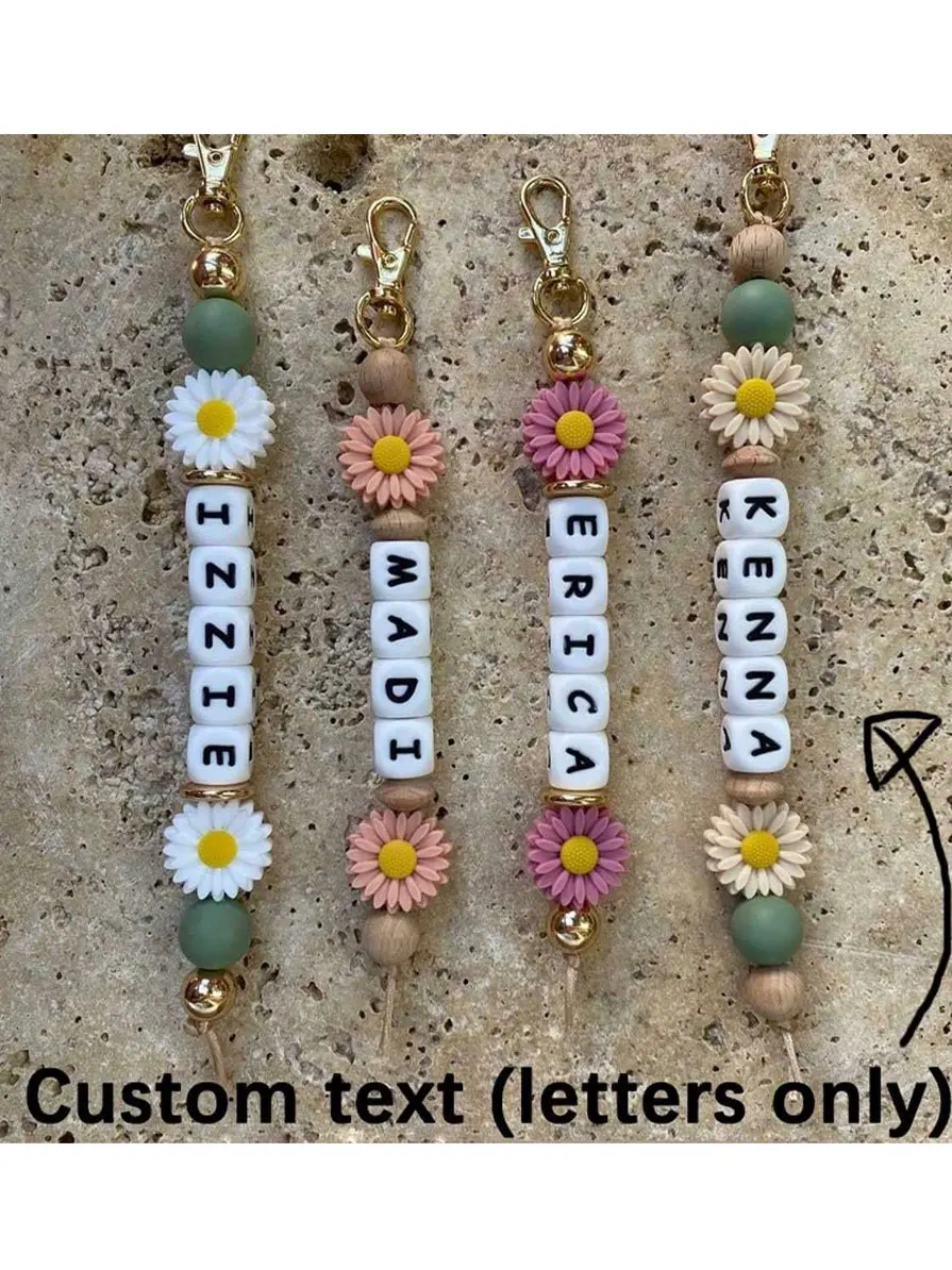 

1 шт., брелок с именем по индивидуальному заказу, силиконовые бусины, индивидуальный брелок в подарок, брелок для рюкзака, подарок маме.