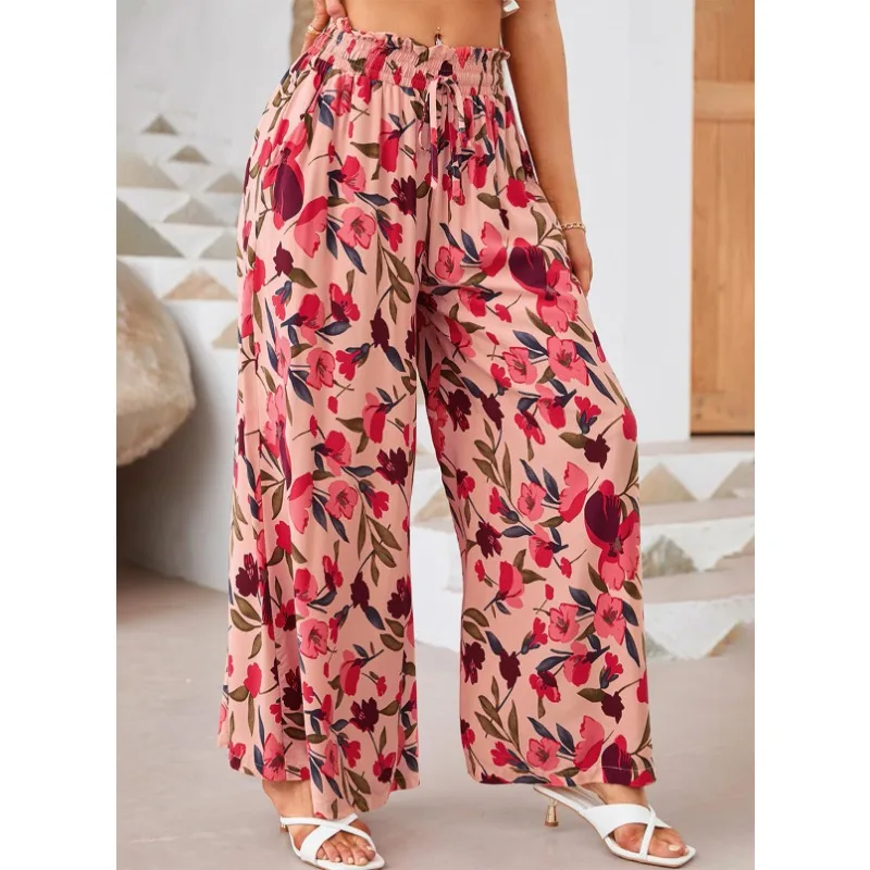 

2024 New Women Printed Comfortable Casual Wide Leg Pants Temperament Commuting Summer Women's Vacation Fashion Elegant Trousers