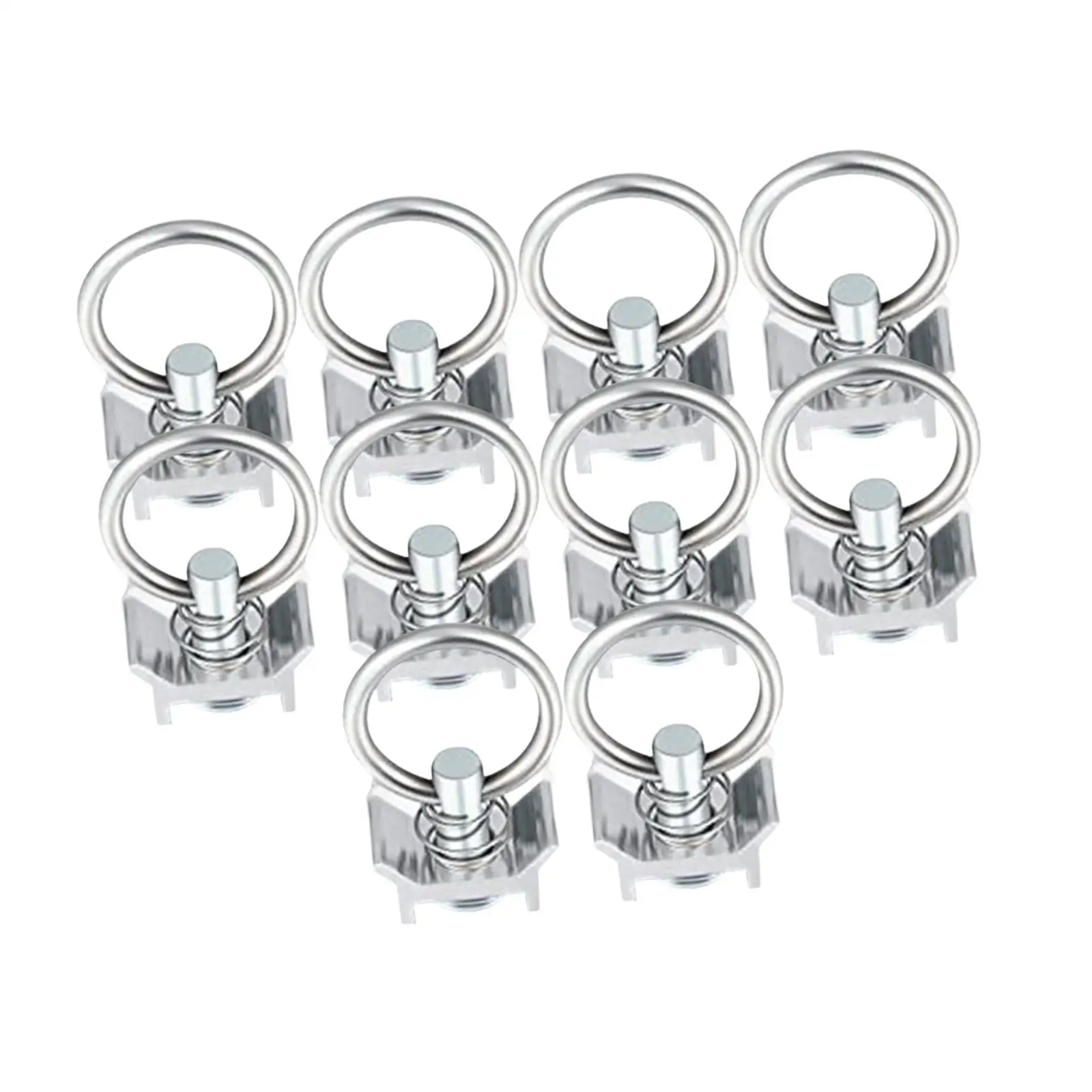 10 Pieces Single Stud Fitting L Track, L Track Tie Down Versatile Stainless Steel with Round Ring for RV Lighting Trailer