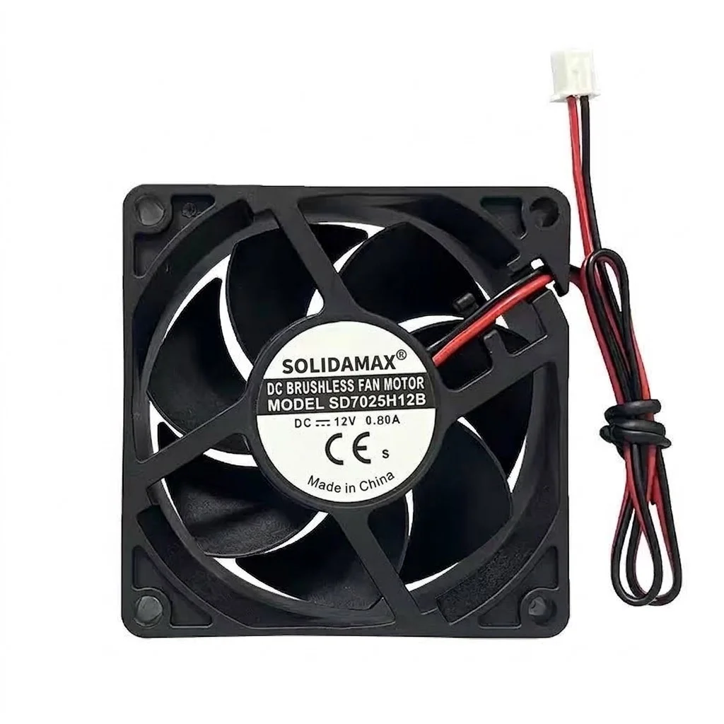 2PCS SOLIDAMAX SD7025H12B DC 12V 0.80A 7025 70x70x25mm 2Pin Dual Ball Bearing High Speed Server Inverter Chassis Case Cooler Fan