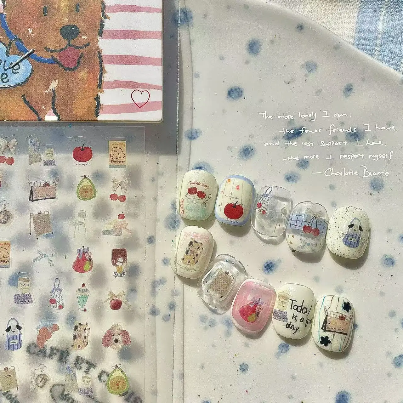 Nail Art Stickers Chef Puppy Hand Painted Furry Children's Nail Stickers