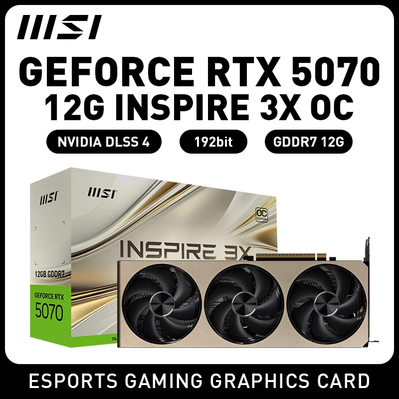 بطاقة رسومات الألعاب MSI RTX5070 12G INSPIRE 3X OC NVIDIA GeForce RTX 5070 12GB 192Bit 8Pin GDDR7 بطاقة فيديو لسطح المكتب placa de