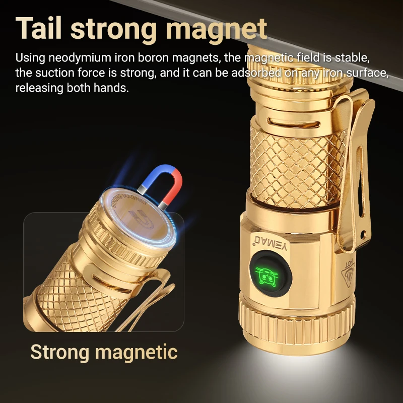 

Golden Compact Portable 1200 Lumens Flashlight Aluminum Alloy Material Fixed Focus Beam Suitable For Outdoor Dinner Camping Ligh