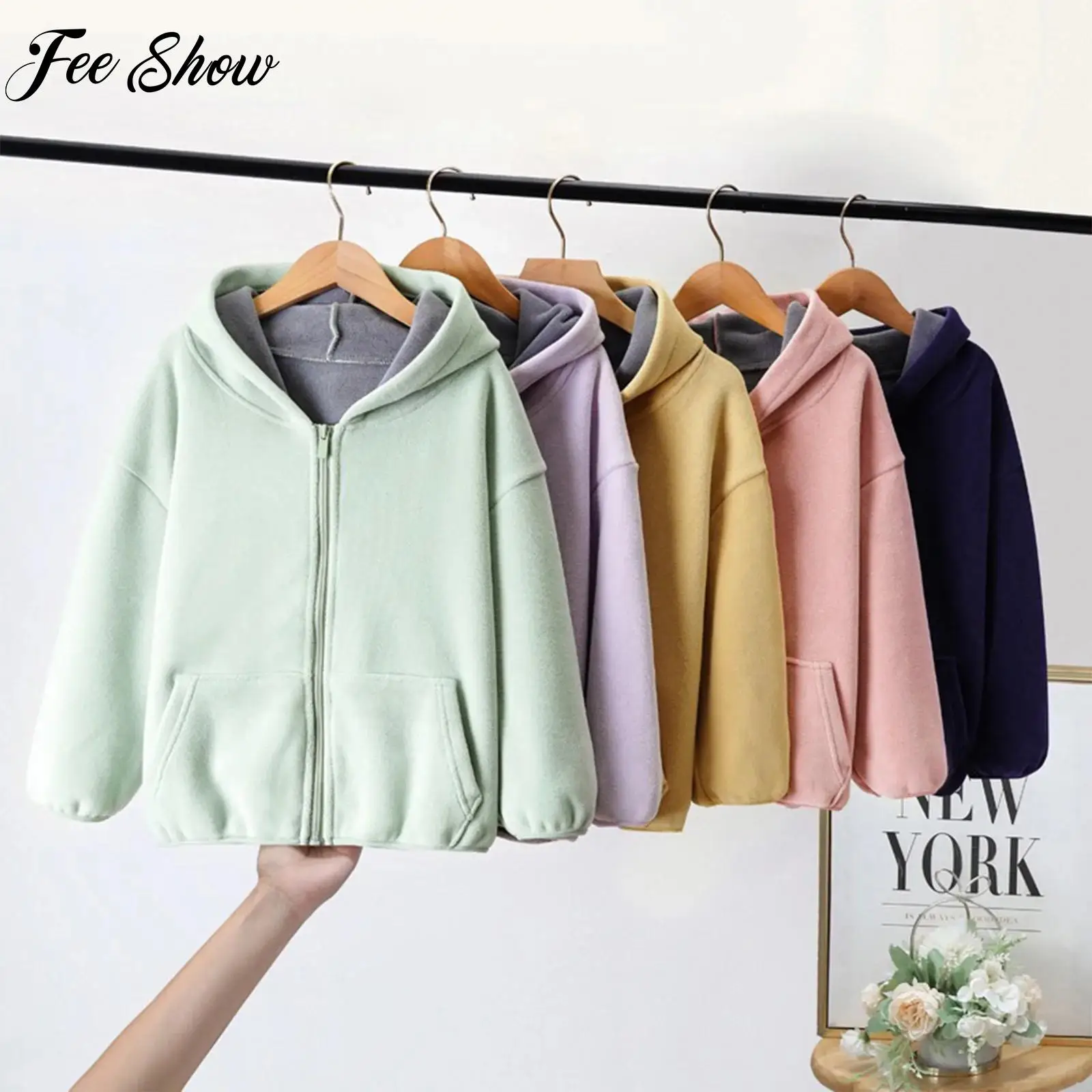 Filles garçons mode veste fermeture éclair polaire manteau à capuche vêtements d'extérieur manches longues veste à capuche pour l'entraînement en plein air décontracté usage quotidien