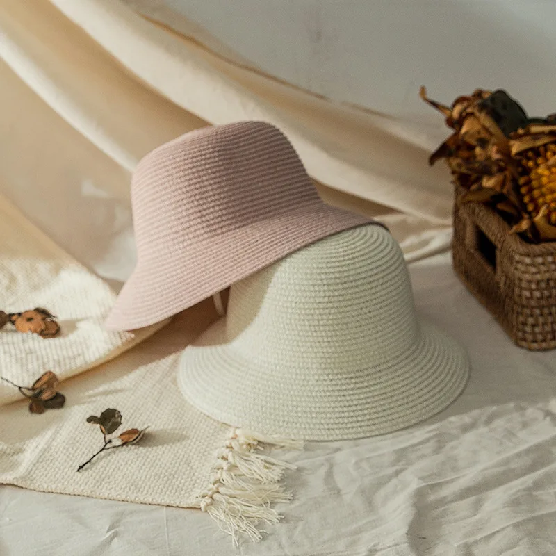 

Spring and Summer Baby Outdoor Sunshade Board Hats, Foldable Straw Woven Sun Protection Hats, Fairy Beach Travel Hats for Girls